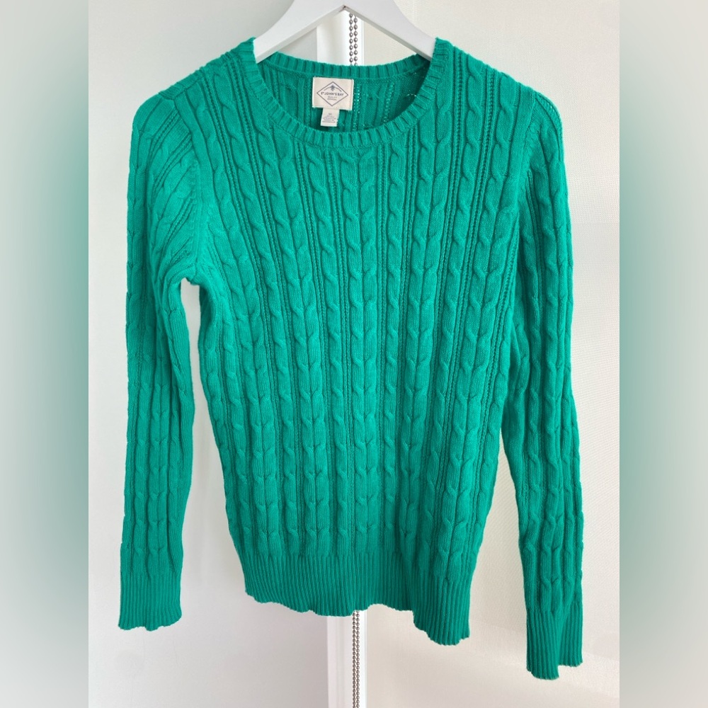 St John’s Bay Classic Cable Knit Sweater Pepper Green Size Medium